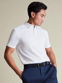 Charles Tyrwhitt Cotton Blend Performance Short Sleeve Polo Shirt, White