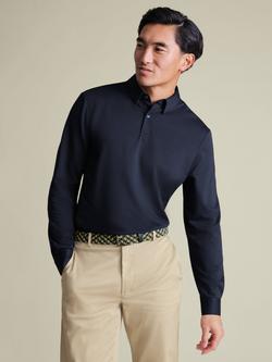 Charles Tyrwhitt Regular Fit Long Sleeve Polo Shirt, Navy, Navy