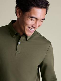 Charles Tyrwhitt Regular Fit Long Sleeve Polo Shirt - view 2, Olive Green