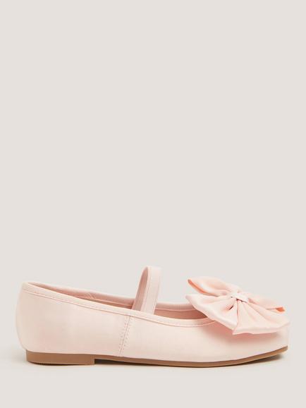 Monsoon Kids' Super Bow Ballerina Flat Shoes, Pink, Pink