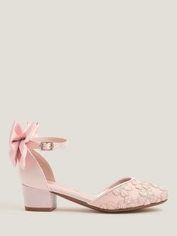 Monsoon Kids' Sara Embroidered Flower Heels, Pink, Pink