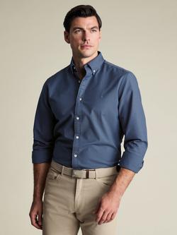 Charles Tyrwhitt Pure Cotton Long Sleeve Oxford Shirt, Airforce Blue, Airforce Blue