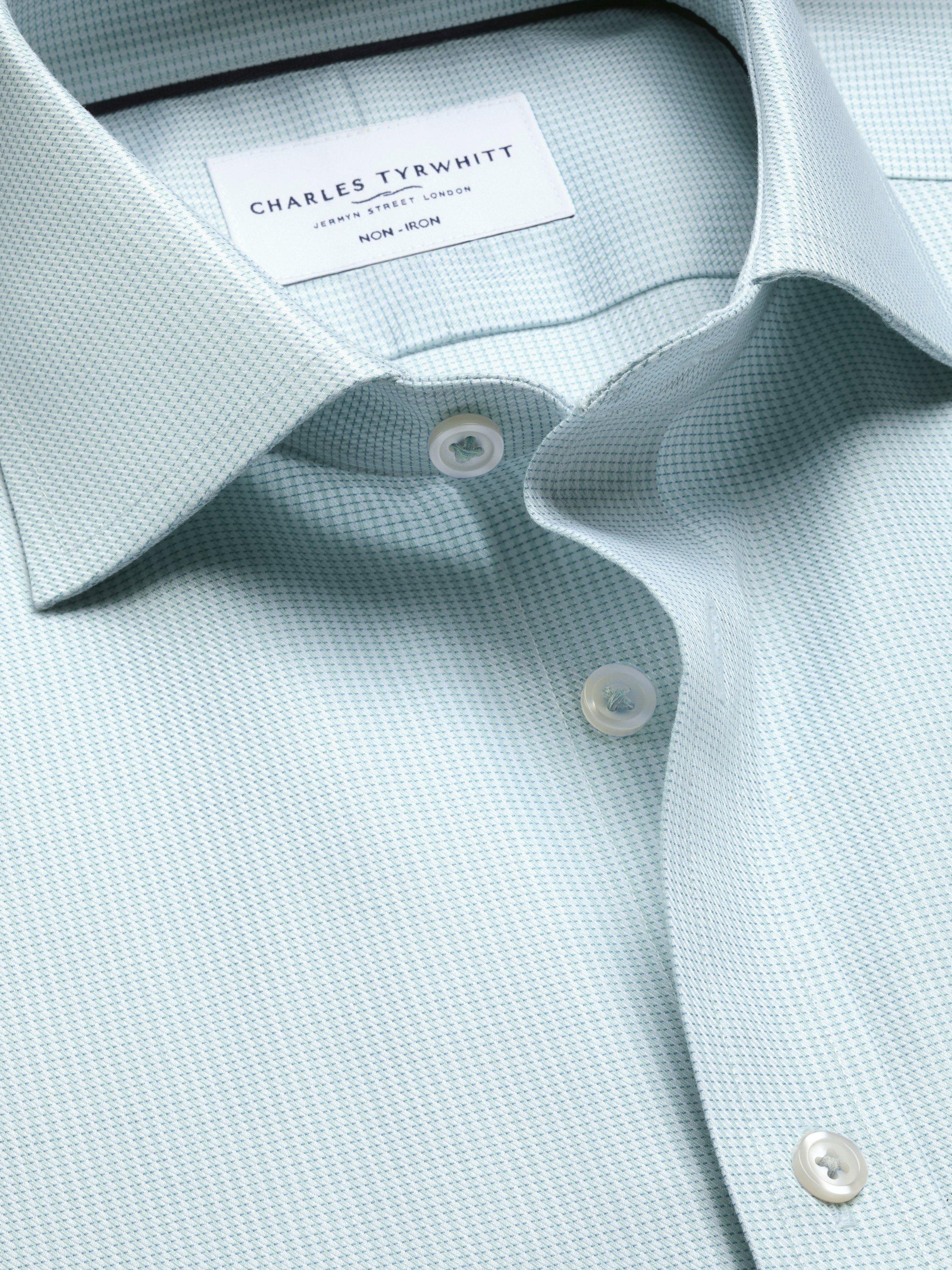 Product image 5 of 6, which shows Charles Tyrwhitt Cotton Regular Fit Textured Weave Shirt, Aqua Green, 15.5/33