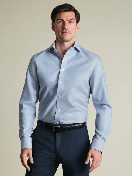 Charles Tyrwhitt Cotton Regular Fit Textured Weave Shirt, Indigo Blue