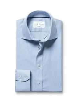 Charles Tyrwhitt Cotton Regular Fit Textured Weave Shirt - view 2, Indigo Blue