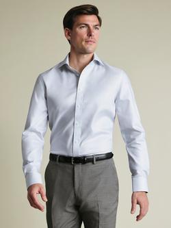 Charles Tyrwhitt Cutaway Collar Non-Iron Stretch Greenwich Weave Classic Fit Shirt, Silver Grey, Silver Grey