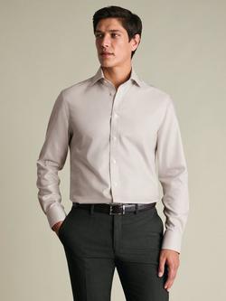 Charles Tyrwhitt Cutaway Collar Non-Iron Stretch Greenwich Weave Classic Fit Shirt, Stone, Stone