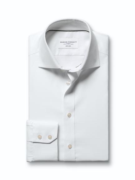 Charles Tyrwhitt Cotton Regular Fit Textured Weave Shirt - view 2, White