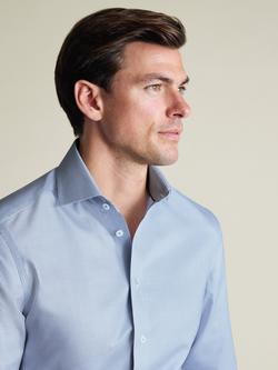 Charles Tyrwhitt Pure Cotton Long Sleeve Textured Shirt - view 2, Indigo
