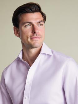 Charles Tyrwhitt Pure Cotton Long Sleeve Textured Shirt - view 2, Lilac