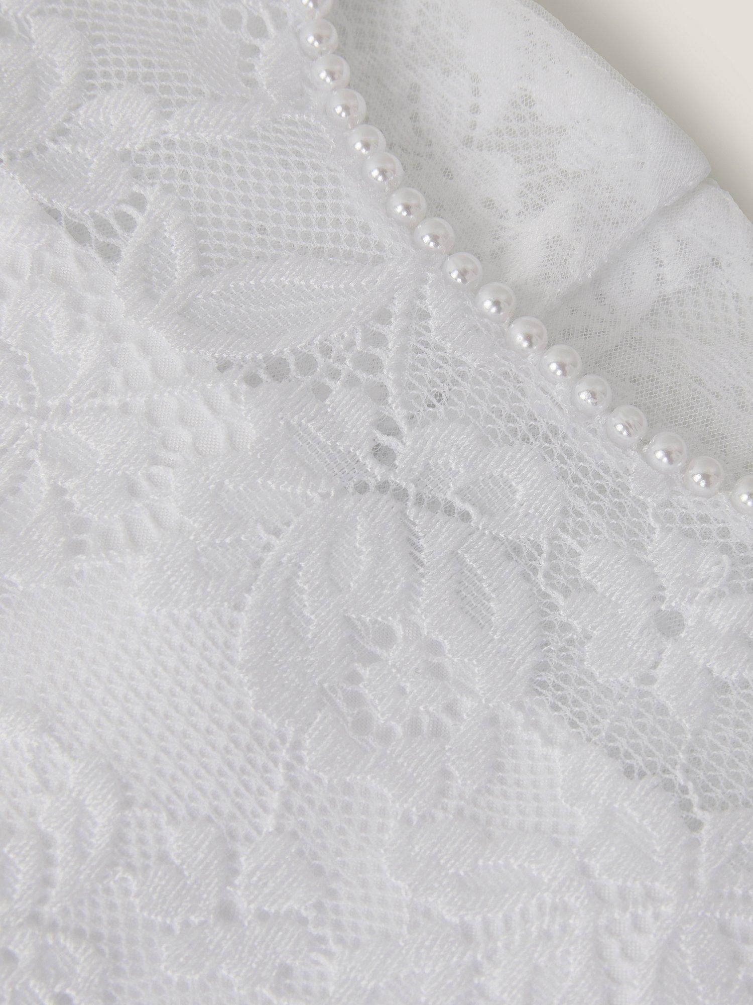 Product image 3 of 4, which shows Monsoon Kids' Alberta Rose Lace Dress, White, 3 years