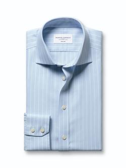 Charles Tyrwhitt Non-Iron Cotton Regular Fit Herringbone Stripe Shirt, Light Blue - view 2, Light Blue