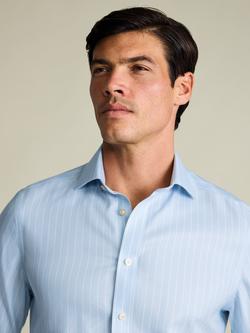 Charles Tyrwhitt Pure Cotton Long Sleeved Herringbone Shirt, Light Blue - view 2, Light Blue