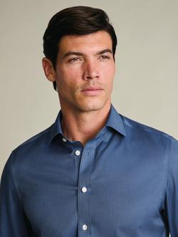 Charles Tyrwhitt Non-Iron Cotton Twill Cutaway Collar Classic Fit Shirt, Denim Blue - view 2, Denim Blue