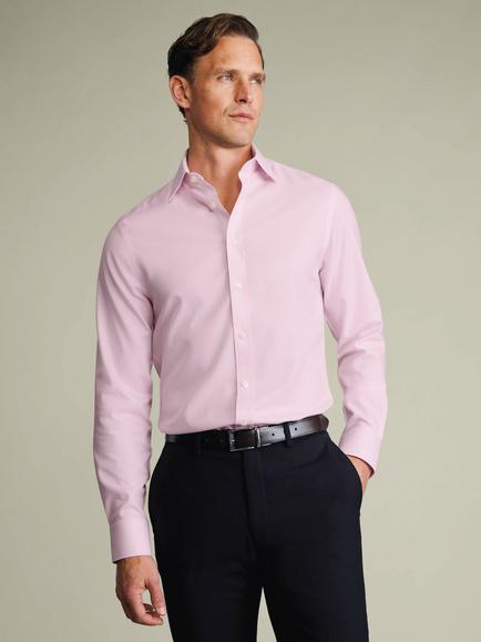 Charles Tyrwhitt Non-Iron Textured Weave Shirt, Light Pink, Light Pink