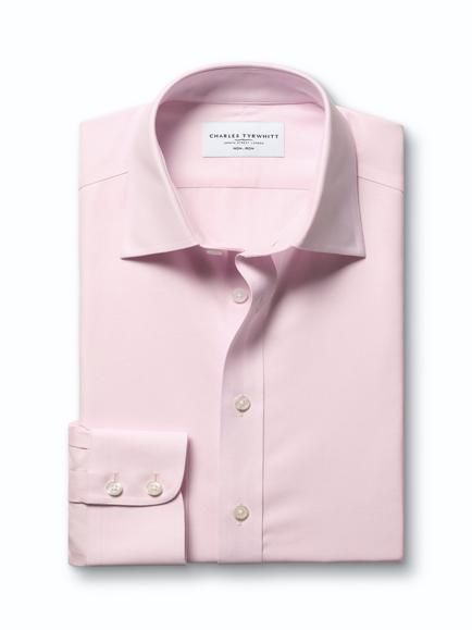 Charles Tyrwhitt Non-Iron Textured Weave Shirt, Light Pink - view 2, Light Pink