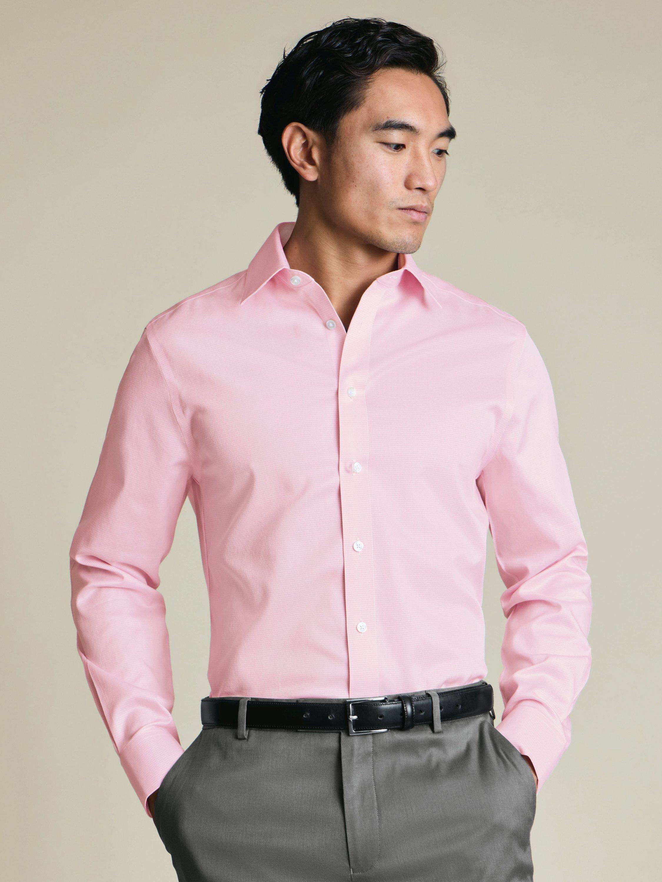 Product image 1 of 6, which shows Charles Tyrwhitt Cotton Regular Fit Check Shirt, Pink, 15.5/33