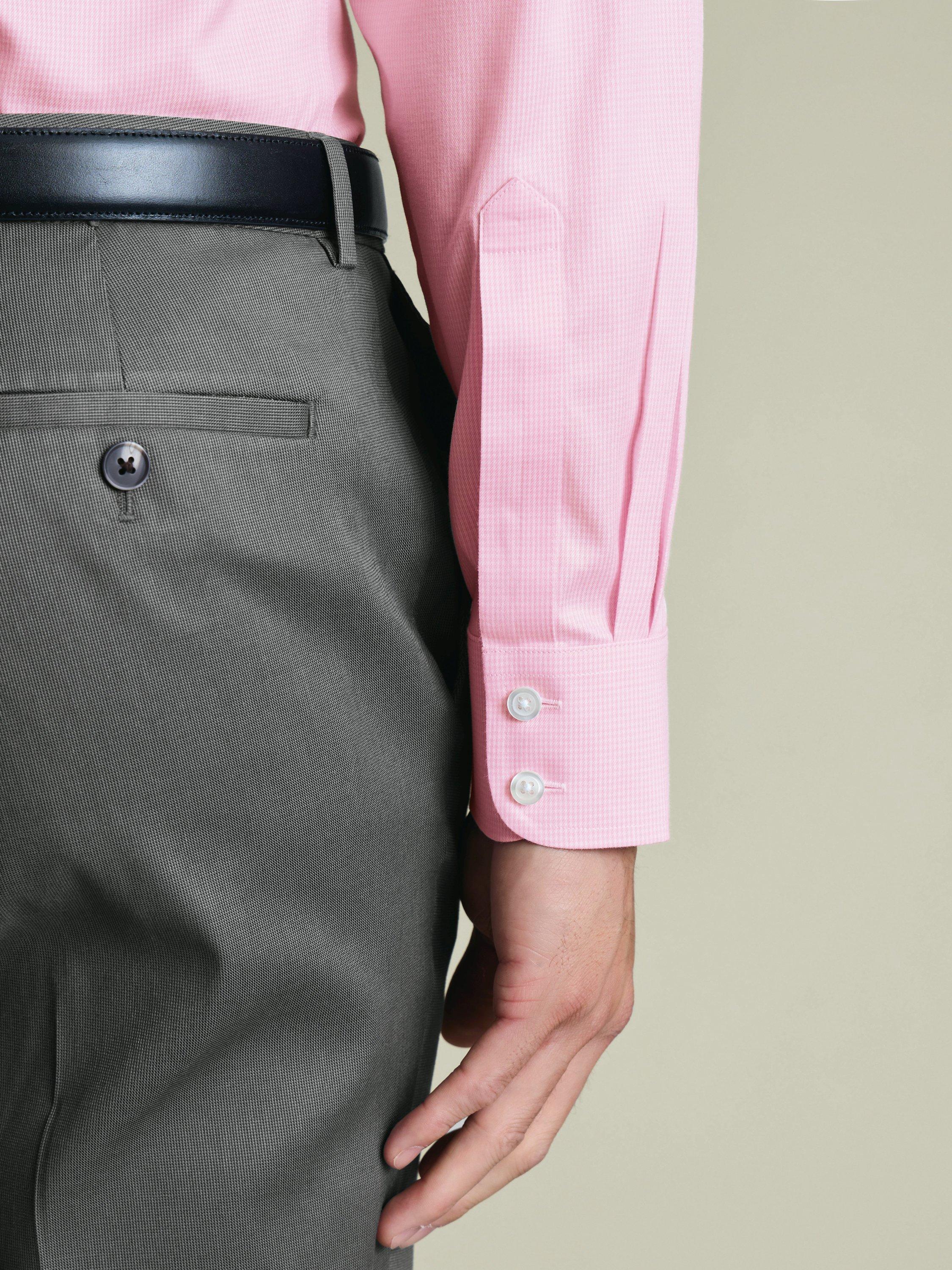 Product image 4 of 6, which shows Charles Tyrwhitt Cotton Regular Fit Check Shirt, Pink, 15.5/33