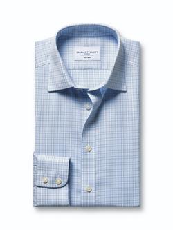 Charles Tyrwhitt Cotton Regular Fit Check Shirt - view 2, Sky Blue