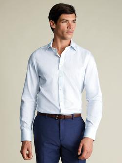 Charles Tyrwhitt Stripe Classic Collar Non-Iron Cotton Twill Slim Fit Shirt, Light Blue, Light Blue