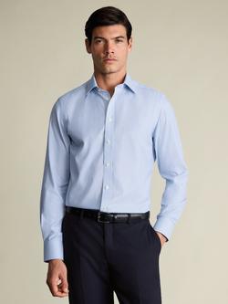 Charles Tyrwhitt Double Stripe Cutaway Collar Non-Iron Cotton Twill Slim Fit Shirt, Mid Blue, Mid Blue