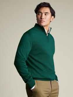 Charles Tyrwhitt Half Zip Merino Wool Jumper, Bright Green