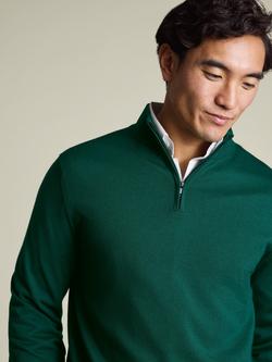Charles Tyrwhitt Half Zip Merino Wool Jumper - view 2, Bright Green