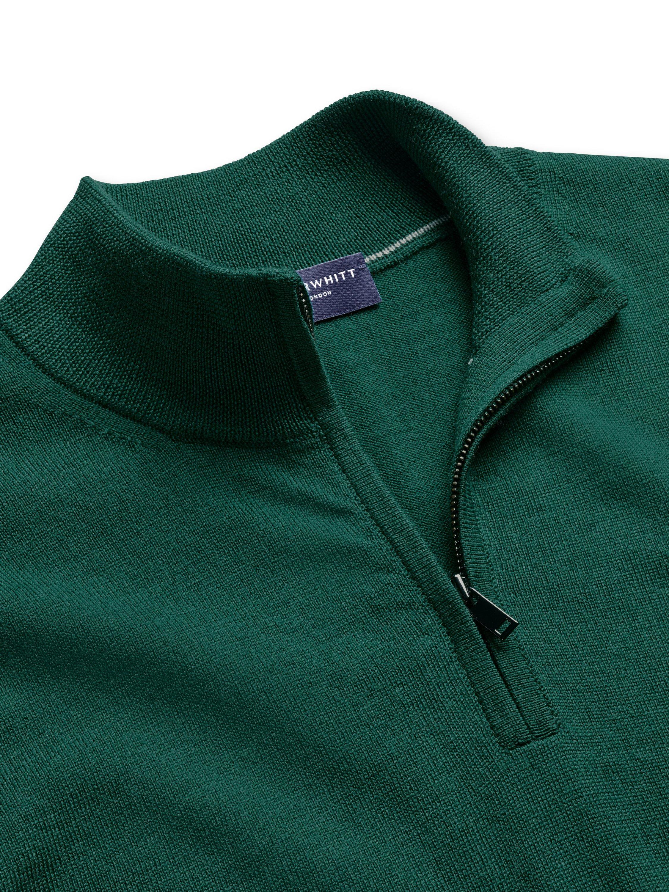 Product image 3 of 4, which shows Charles Tyrwhitt Half Zip Merino Wool Jumper, Bright Green, L