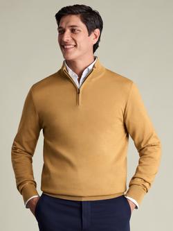 Charles Tyrwhitt Half Zip Merino Wool Jumper, Camel