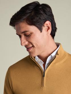 Charles Tyrwhitt Half Zip Merino Wool Jumper - view 2, Camel