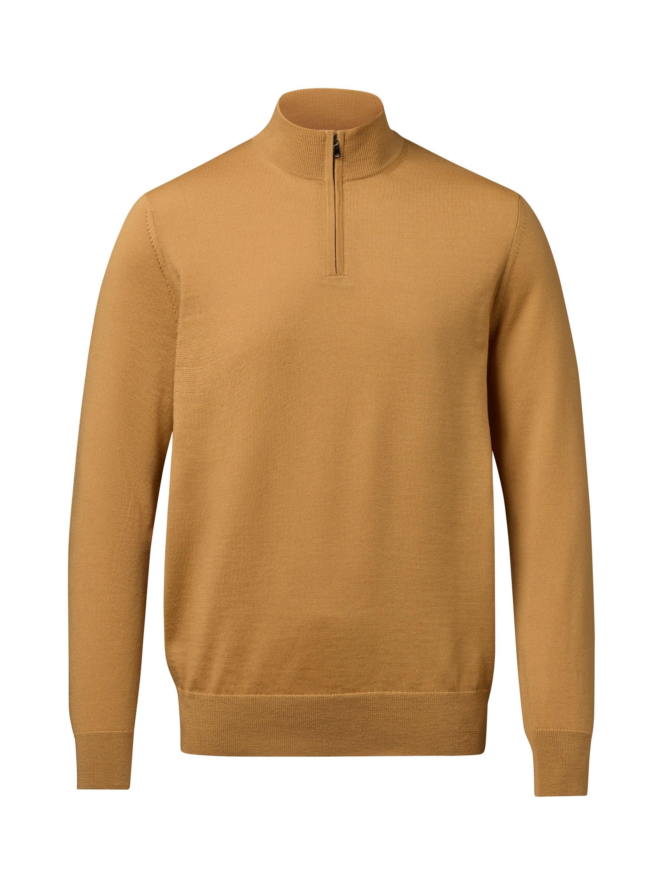 Product image 4 of 4, which shows Charles Tyrwhitt Half Zip Merino Wool Jumper, Camel, XS