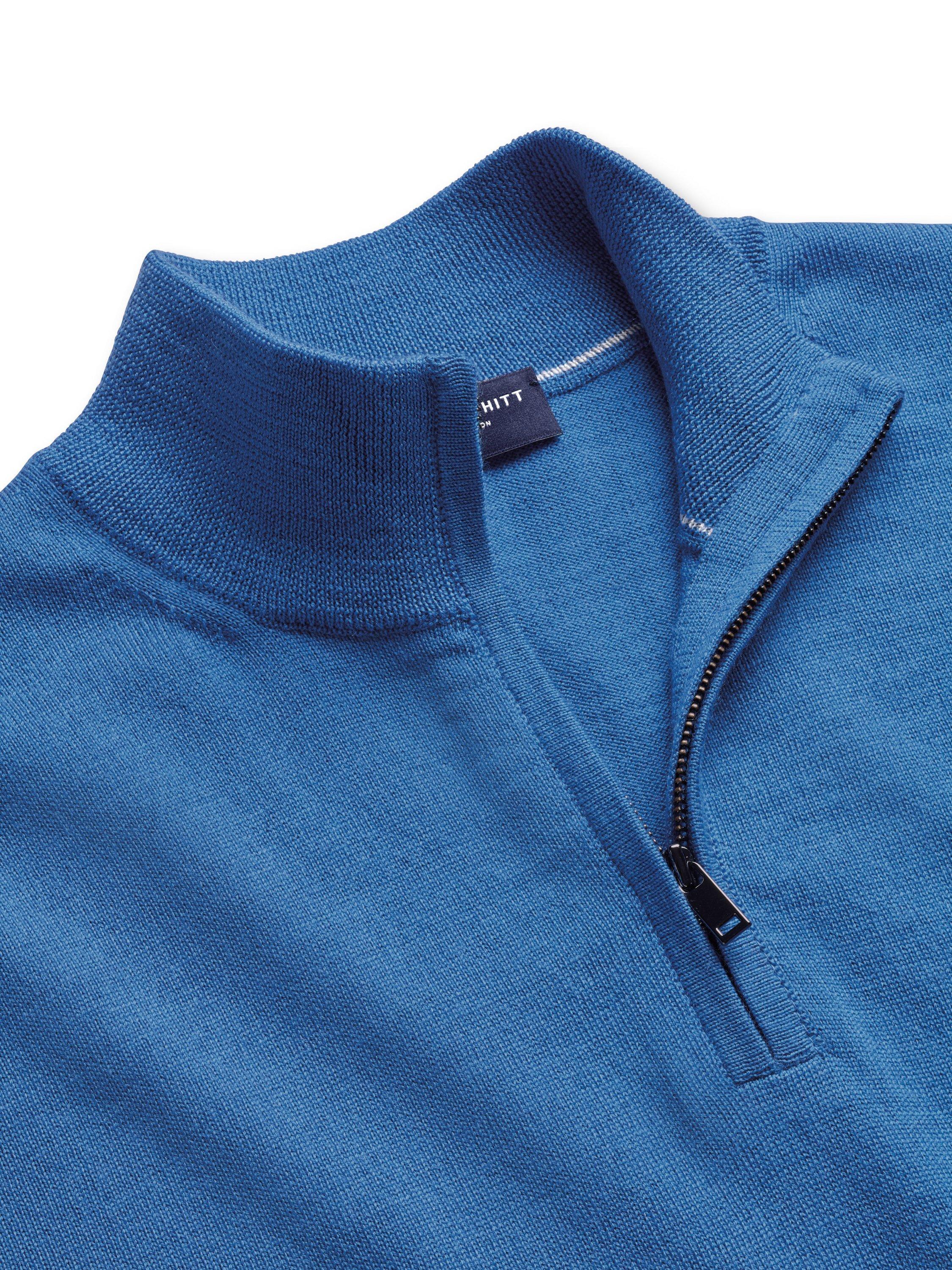 Product image 2 of 2, which shows Charles Tyrwhitt Half Zip Merino Wool Jumper, Ocean Blue, XS