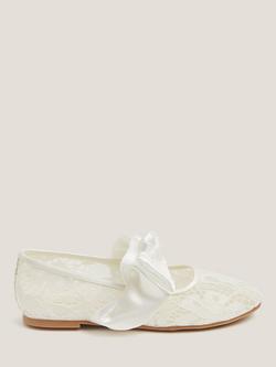 Monsoon Kids' Communion Lace Bow Ballerina Flats, Ivory, Ivory