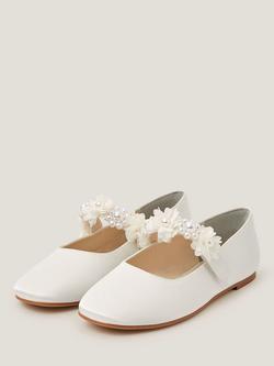 Monsoon Kids' Pearl Ballet Flats, Ivory - view 2, Ivory