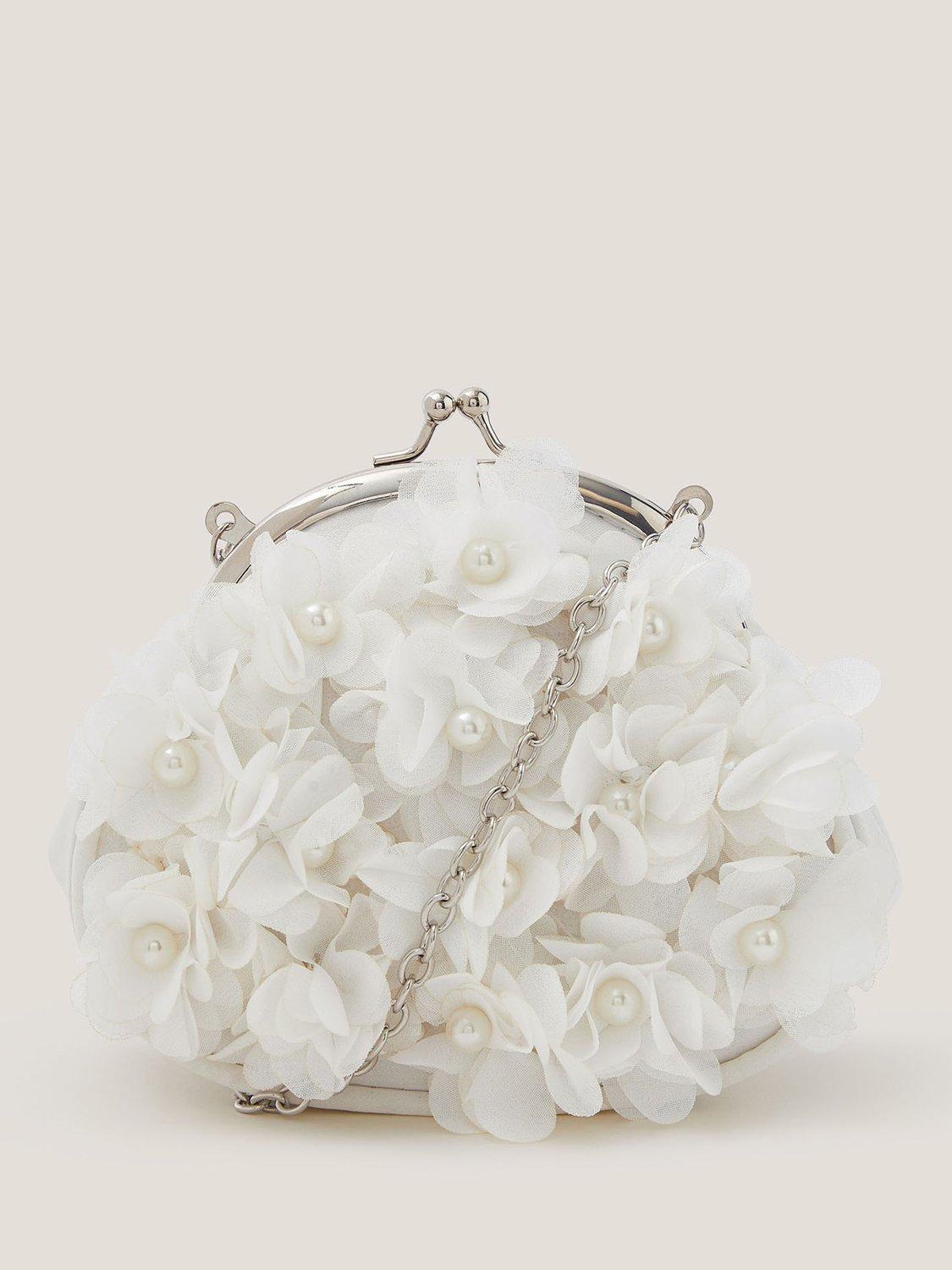 Product image 1 of 3, which shows Monsoon Kids' Applique Floral Bag, Ivory