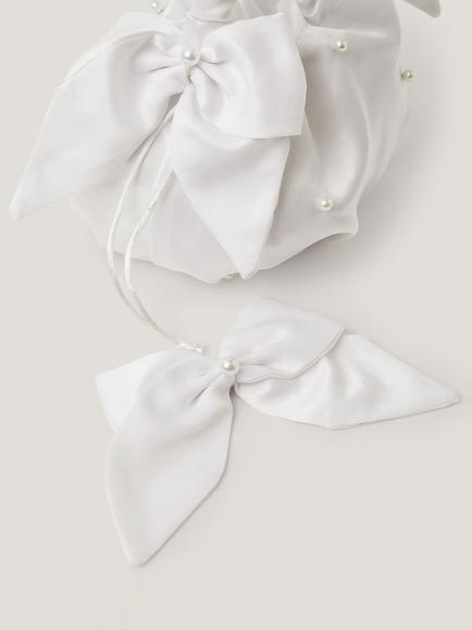 Monsoon Kids' Pearl Bag & Hair Bow Set, White - view 2, White
