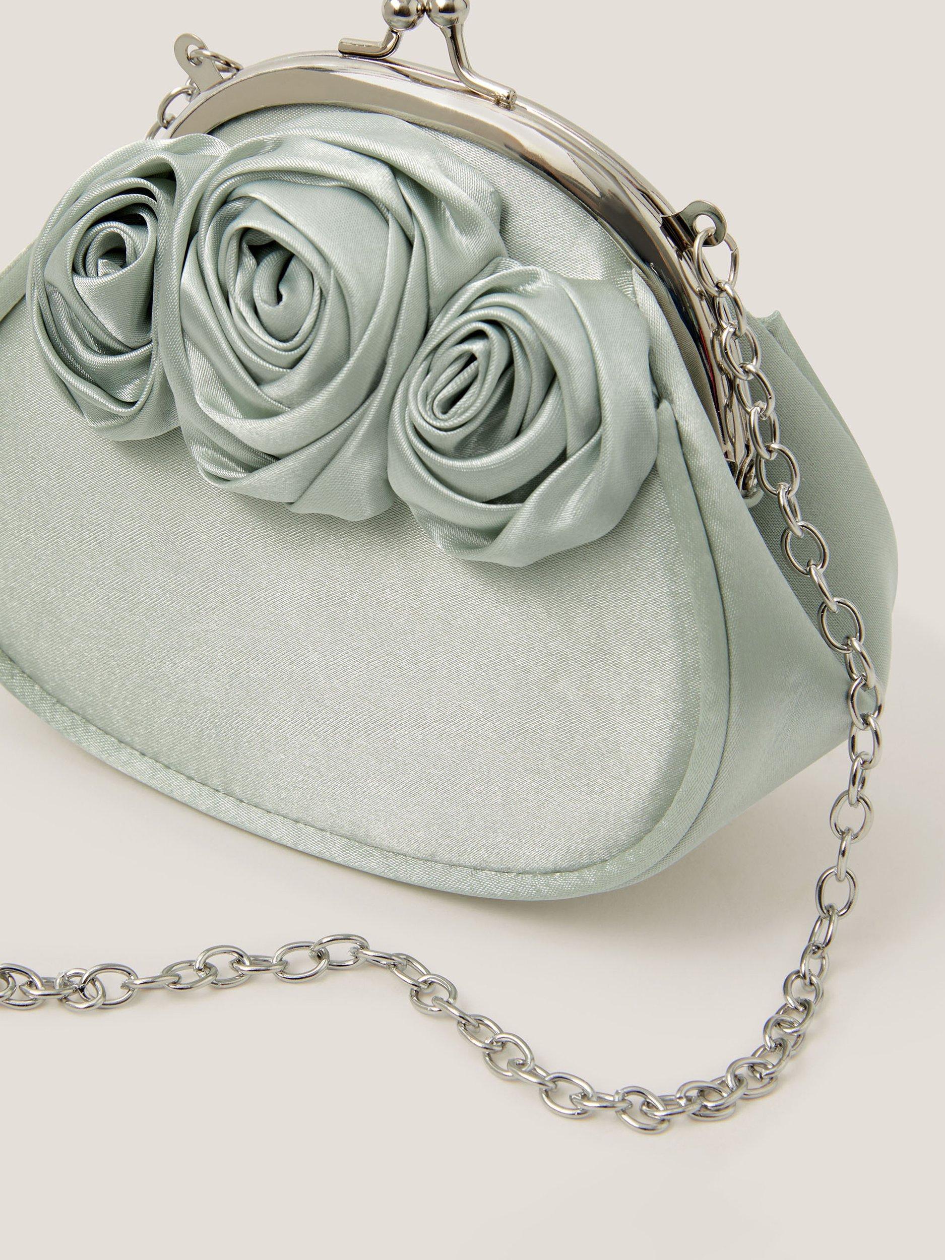 Product image 2 of 4, which shows Monsoon Kids' Rose Satin Bag, Sage