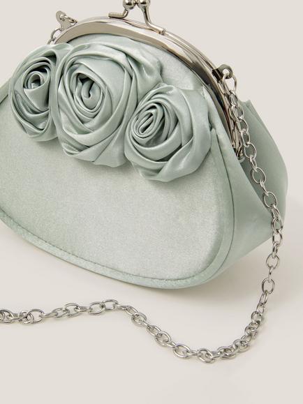 Monsoon Kids' Rose Satin Bag, Sage - view 2, Sage