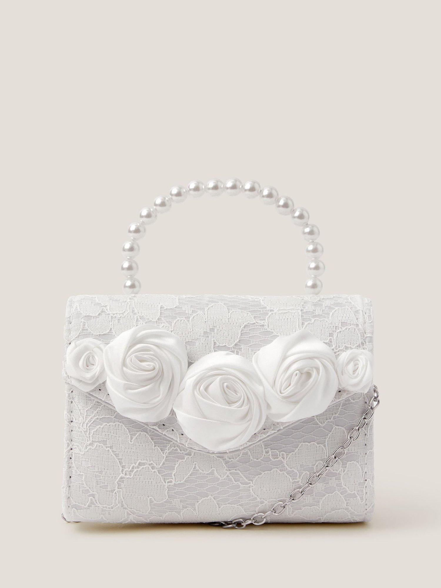 Product image 1 of 4, which shows Monsoon Kids' Rosette Mini Bag, Ivory