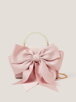 Monsoon Kids' Satin Bow Bag, Dusky Pink, Dusky Pink