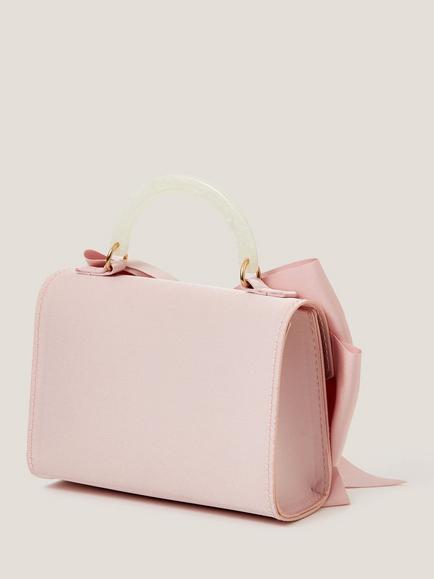 Monsoon Kids' Satin Bow Bag, Dusky Pink - view 2, Dusky Pink