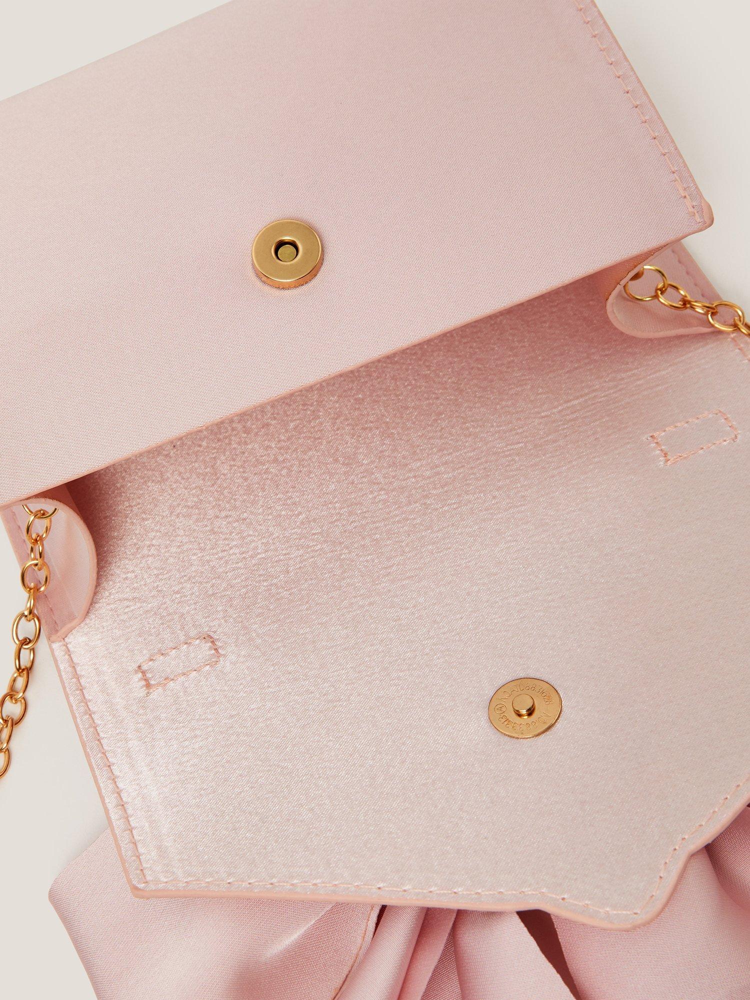 Product image 3 of 4, which shows Monsoon Kids' Satin Bow Bag, Dusky Pink