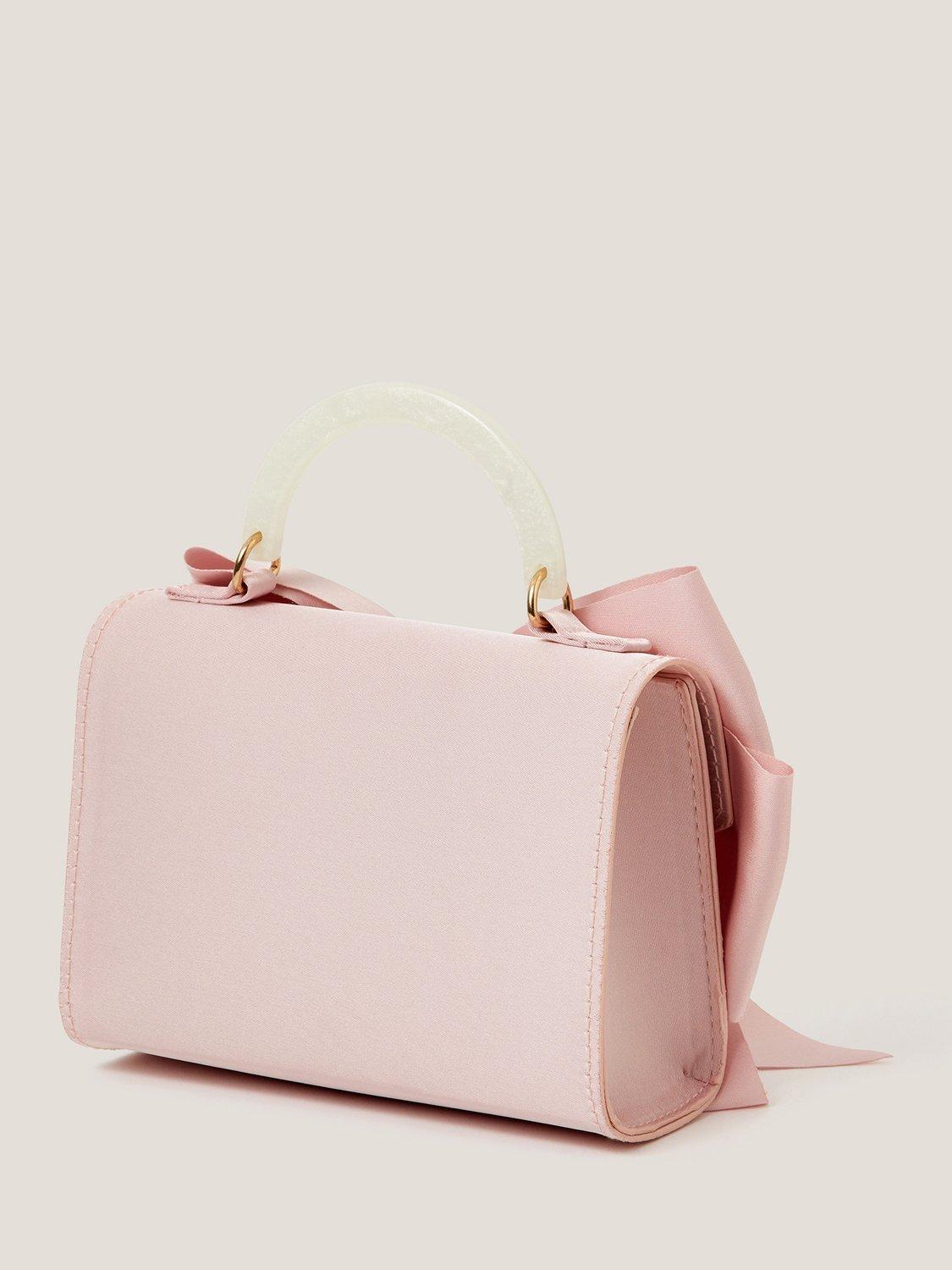 Product image 4 of 4, which shows Monsoon Kids' Satin Bow Bag, Dusky Pink