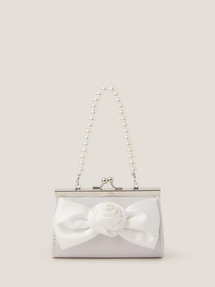 Monsoon Kids' Satin Rose Bow Mini Bag, Ivory, Ivory