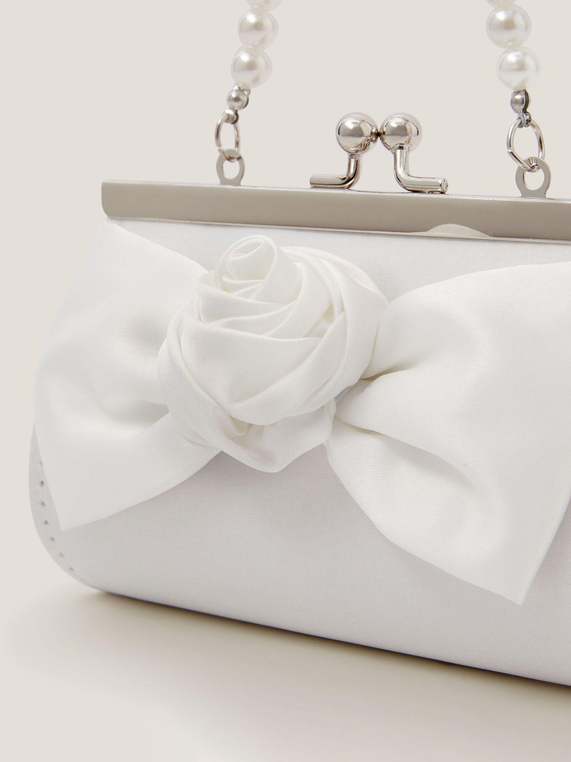 Product image 2 of 4, which shows Monsoon Kids' Satin Rose Bow Mini Bag, Ivory