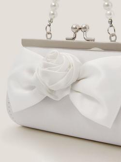 Monsoon Kids' Satin Rose Bow Mini Bag, Ivory - view 2, Ivory