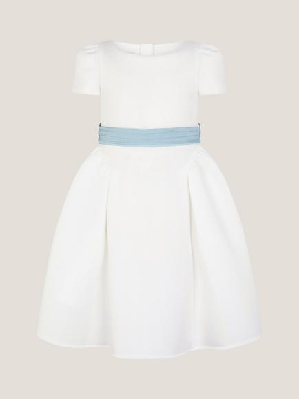 Monsoon Kids' Polly Bow Party Dress, Ivory, Ivory