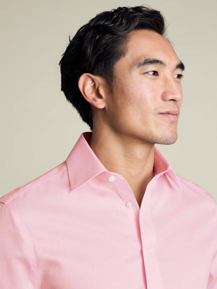 Charles Tyrwhitt Puppytooth Classic Collar Non-Iron Cotton Twill Slim Fit Shirt, Pink - view 2, Pink