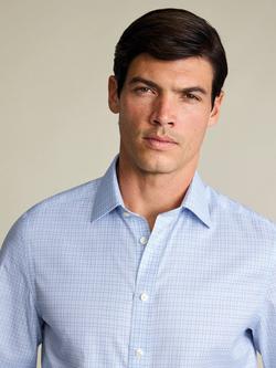 Charles Tyrwhitt Windowpane Check Cutaway Collar Non-Iron Cotton Twill Slim Fit Shirt, Sky Blue - view 2, Sky Blue