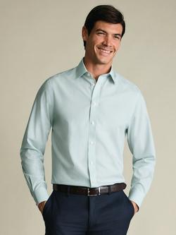 Charles Tyrwhitt Non-Iron Long Sleeve Poplin Shirt, Mid Green, Mid Green